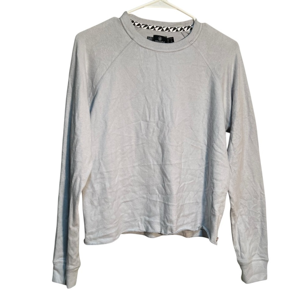 Volcom Women's Size Small Lil Crewneck Sweatshirt Light Gray True To This Cotton